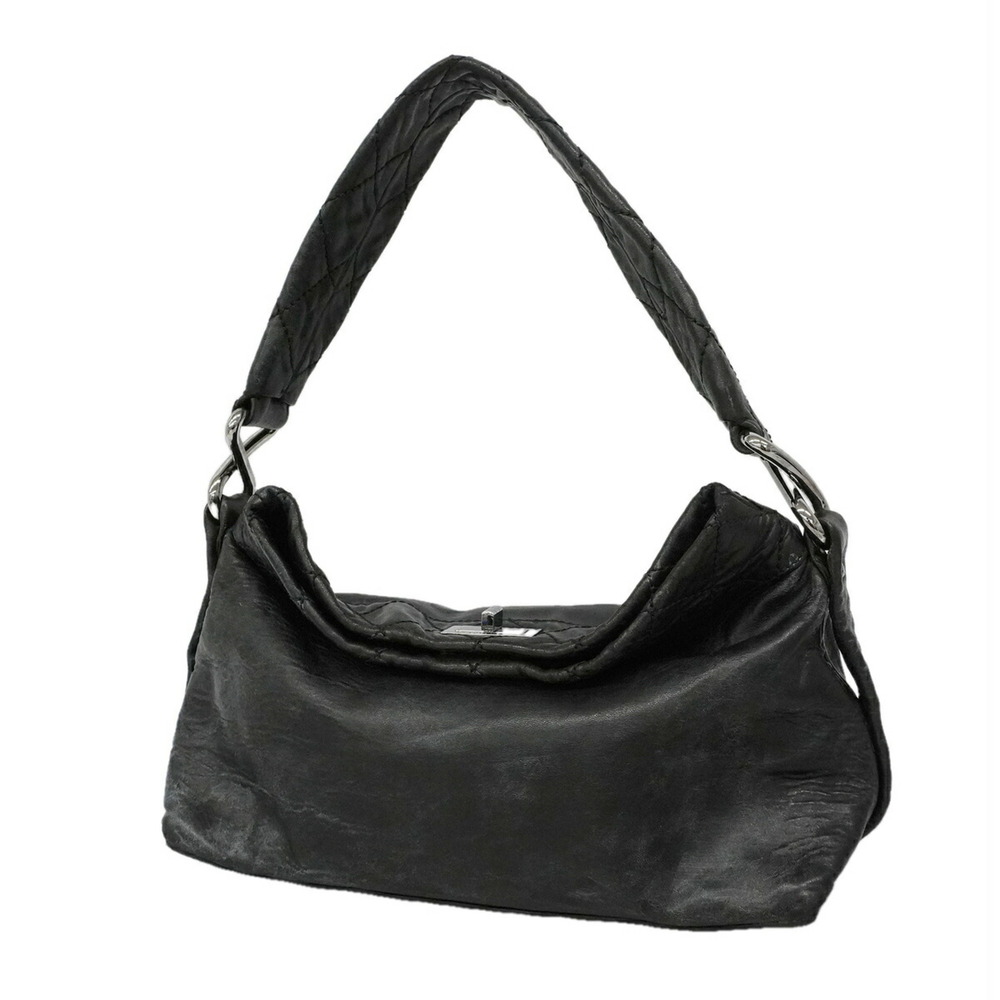 Chanel Shoulder Bag 2.55 Matelassé Lambskin Black Women's